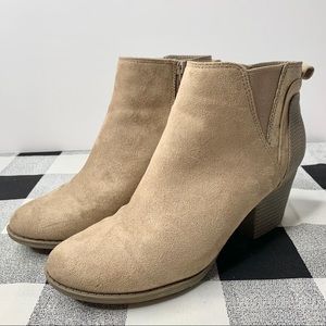 Faded Glory Faux Suede Tan Ankle Booties Size 7.5